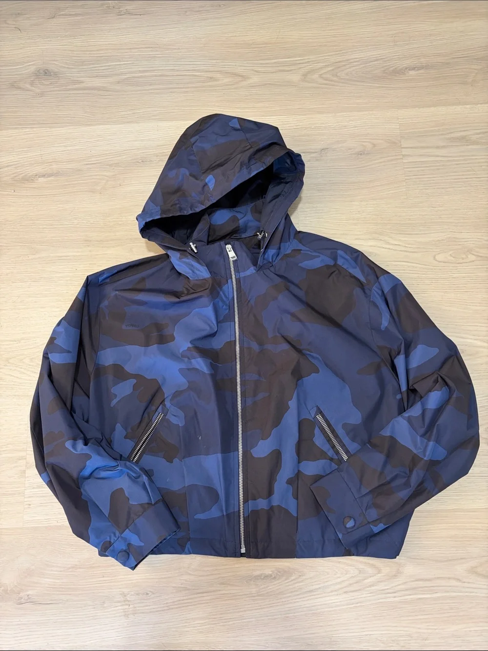 Coach Woman’s Hooded Blue Camo Windbreaker Jacket